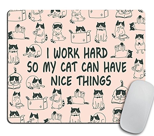 Book Cover Mouse Pad Mousepad Cat Mouse Pad Funny Coworker Gift Office Supplies Cat Lover Gift Pink Office Desk Accessories Cubicle Decor Peach Cute - I Work Hard So My Cat Can Have Nice Things