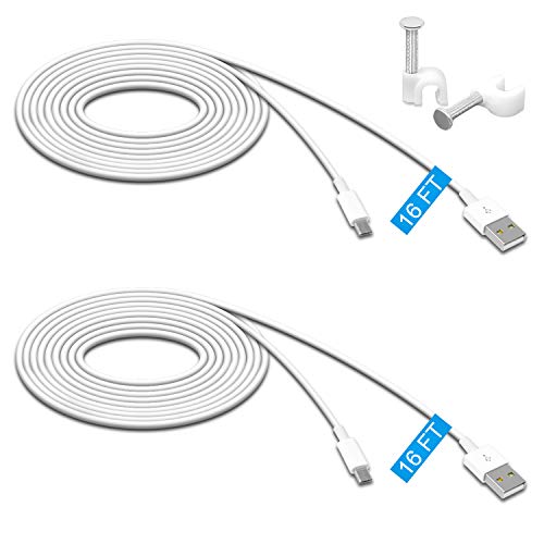 Book Cover 2 Pack 16.4FT Power Extension Cable for Wyze Cam Pan,for Wyze Cam Pan v2,for WyzeCam,for Wyze Cam v3,for Kasa Cam,for YI Dome Home,for Furbo Dog,for Nest Cam,USB to Micro USB Charging Data Sync Cord