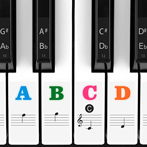 Book Cover Piano Stickers for Keys, Eison Colorful Piano Keyboard Stickers for 88/61/54/49 Full Set Stickers for White and Black Keys Removable, Leaves No Residue, Multi-Color
