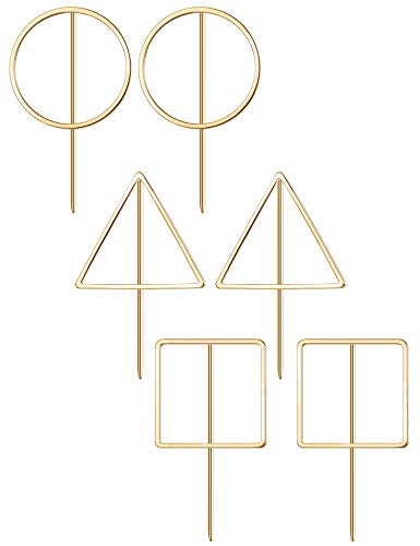 Finrezio Geometric Earrings for Women Girls Simple Round/Square/Triangle Earrings Set 3 Colors (Style A:Gold tone)