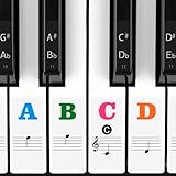 Piano Stickers for Keys, Eison Colorful Piano Keyboard Stickers for 88/61/54/49/37 Full Learning Set, Removable, Leaves No Residue, Multi-Color