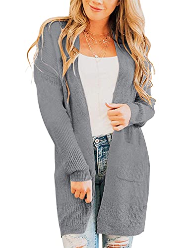 ZESICA Women's Long Sleeve Striped Color Block Open Front Draped Loose Knit Lightweight Cardigan Sweater Coat