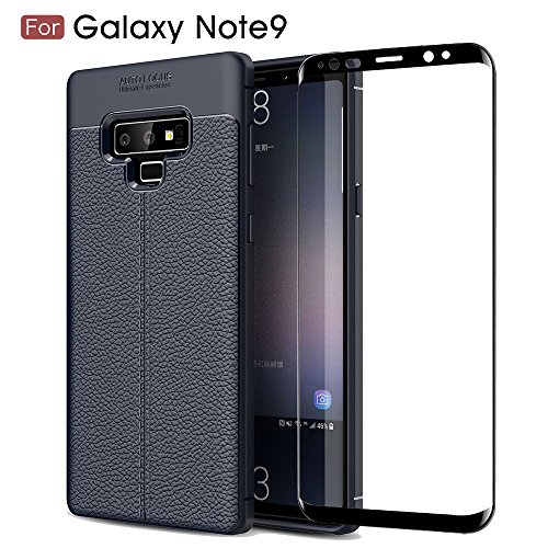 Galaxy Note 9 Case,AMASELL [Scratch Resistant] Ultra Thin Premium Flexible Anti Slip Soft TPU Shockproof Protective Case Cover & Tempered Glass Screen Protector for Samsung Galaxy Note 9,Blue