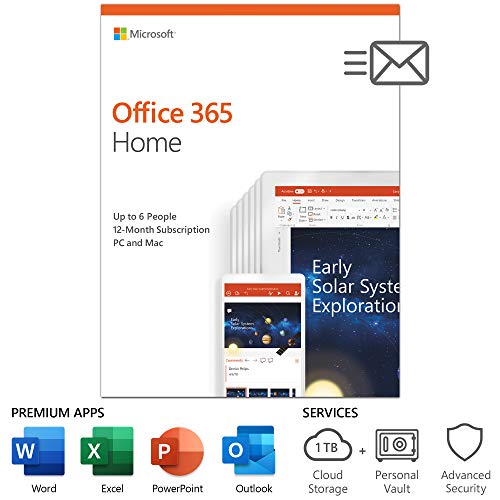Book Cover Microsoft Office 365 Home 12 Month Subscription up to 6 People PC and Mac Key Card