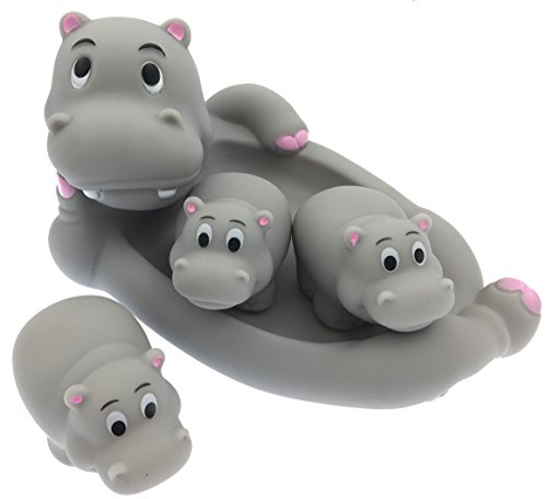 Book Cover Playmaker Toys Rubber Hippo Family Bathtub Pals - Floating Bath Tub Toy