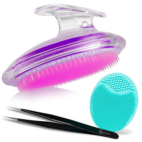 Book Cover Exfoliating Brush For Razor Bumps and Ingrown Hair Treatment, Precision Tweezers, Silicone Face Scrubbers Set - Perfect for Dry Brushing, Body Brush by Dylonic
