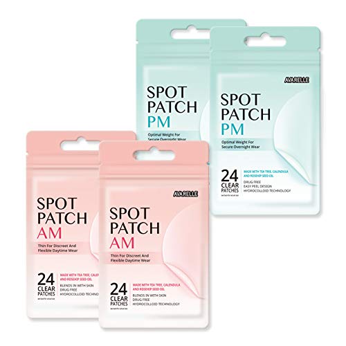 Book Cover Acne Spot Patch AM+PM Daytime Absorbing Cover Patch Hydrocolloid, Tea Tree Calendula, Rosehip Seed Oil (AM+PM / 96 PATCHES)