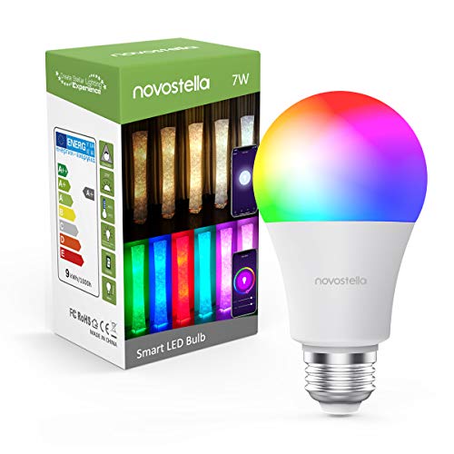 Smart Light Bulb, Novostella Wi-Fi LED Bulb A19 [6W 600LM] RGBCW Dimmable Multicolored Lights, No Hub Required, Compatible with Alexa and Google Home, 60W Equivalent (1 Pack)