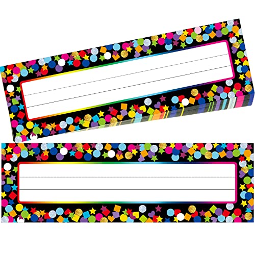 Book Cover Desk Name Plates for Classroom Confetti School Name Tags Back to School Decoration Teacher Student Use 36 Pcs