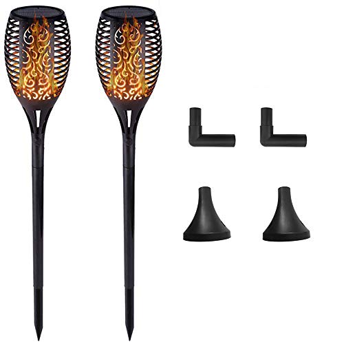 Solar Torch Lights,Solar Flame Lights Outdoor Flickering Flames Torches Lights Waterproof 96 LED Dancing Flames Landscape Decoration Lighting Solar Spotlights for Garden Yard Patio(2 Pack)1