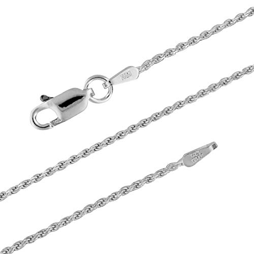 Hawaiian Silver Jewelry Sterling Silver Necklace – 1.1mm Diamond-Cut Rope Chain Necklace – Premium Italian Made Silver Jewelry – Elegant Silver Necklace for Women
