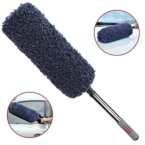 Book Cover TAKAVU New Car Duster, Multi-Functional Ultra Soft Microfiber Duster with Storage Bag, Long Unbreakable Extendable Handle up to 32 inches, Exterior or Interior Use, Lint Free, Best Car Accessories
