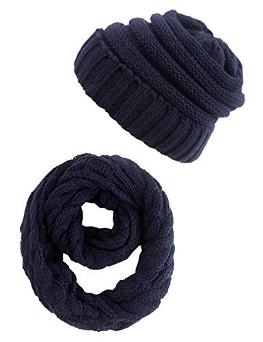 Winter Men Hat Scarf Set, Beanie Hat Neck Warmer for Women