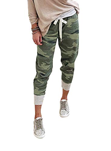 Eytino Women Drawstrings Jogger Sweatpants Camouflage Stretch Lounge Pants with Pockets(S-XL)