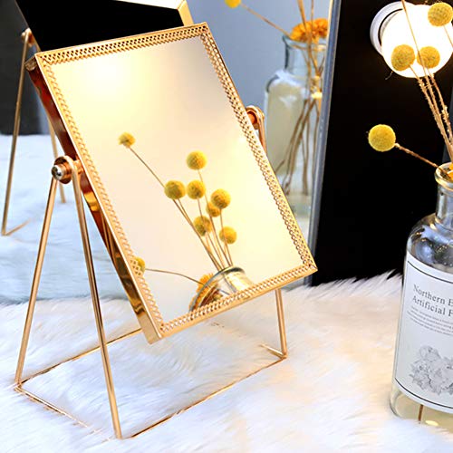 WAYCOM Makeup Mirror,Makeup Cosmetic Mirror,Square Vanity Mirror Decorative Mirrors Rose Gold Finish Table Mirror with 6 in Single Sided 360Â° Rotatable for Bathroom or Bedroom (Square)