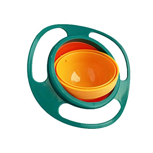 Dozenla Portable 360 Rotation Baby Kids Training Feeding Bowls No Spill Gyro BowlsMaterial: Food Grade PP (Green)
