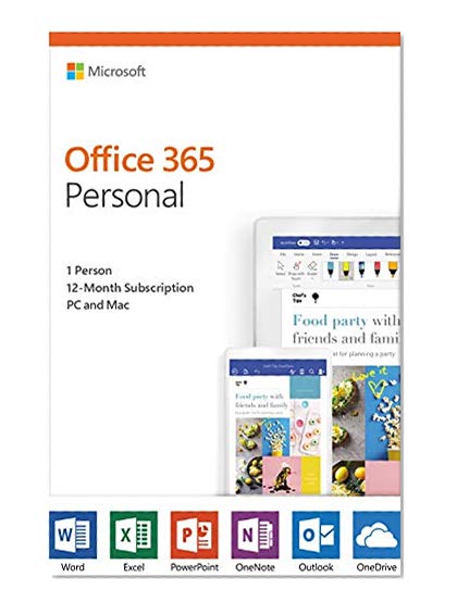 Book Cover Microsoft Office 365 Personal | 12-month subscription, 1 person, PC/Mac Activation Card by Mail