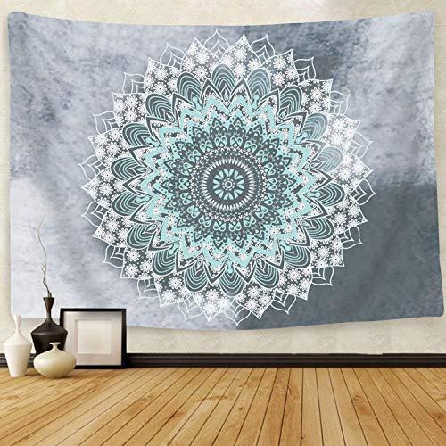 Book Cover Cootime Mandala Tapestry , Hippie Bohemian Flower Psychedelic Indian Dorm Decor for Living Room Bedroom 51x60 Inches, Green