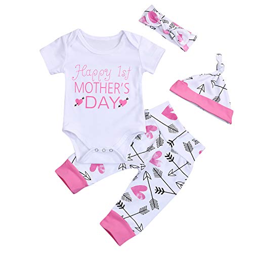 Infant Child Toddler Newborn Baby Girls Layette Set Print Romper+Plaid Pants+Hat Headband Outfits Set