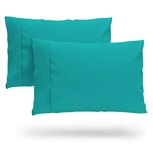 Book Cover Cosy House Collection Premium Bamboo Pillowcases - Standard, Turquoise Pillow Case Set of 2 - Ultra Soft & Cool Blend from Natural Bamboo Fiber