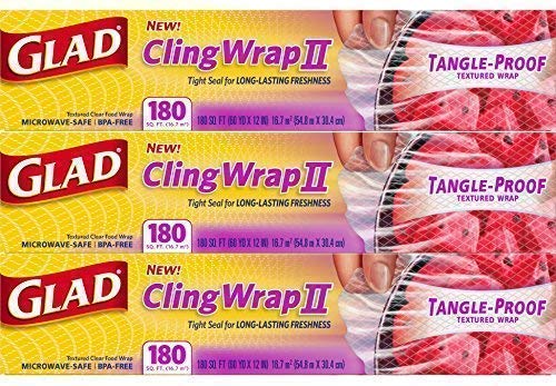 Glad Tangle-Proof Cling Wrap (180 Square Foot Roll - Pack of 3)