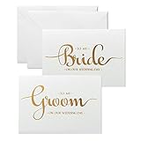 MAGJUCHE Wedding Day Cards Set, Gold Foiled to My Bride and to My Groom Wedding Vow Card with Envelopes