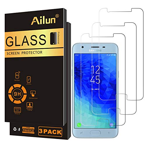 Ailun Screen Protector for Galaxy J3 2018 3Pack Tempered Glass for Samsung Galaxy J3 star 2018 SM J337 Amp Prime 3 2018 Galaxy J3 V 2018 Galaxy J3 Aura 2018 Galaxy Sol 3 2018 Case Friendly