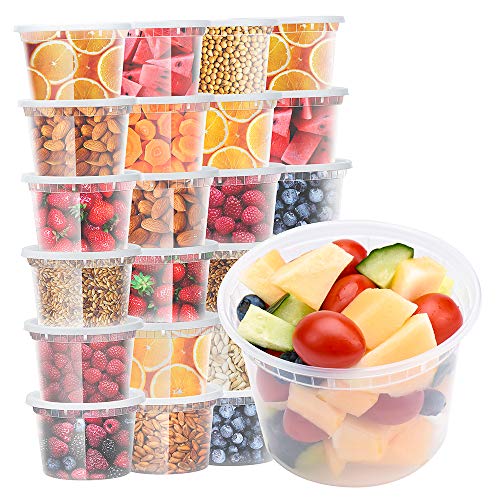 Glotoch Food Storage Containers with Airtight Lids 16 oz 48packs- Restaurant Deli Containers/Great for Party Supplies, Meal Prep and Portion Control - Leakproof and Microwave/Dishwasher/Freezer Safe