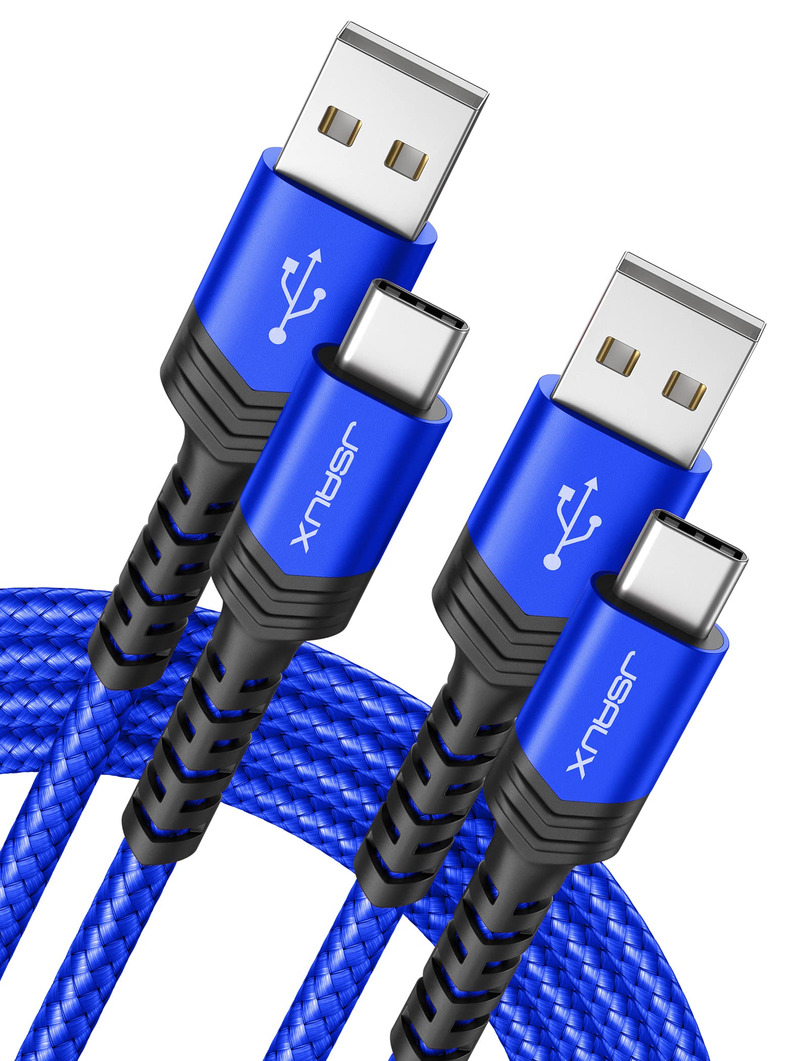 JSAUX USB-C to USB A Cable 3.1A Fast Charging [2-Pack 6.6ft], USB Type C Charger Cord Compatible with Samsung Galaxy S10 S9 S8 S20 Plus A51 A12 A11, Note 10 9 8, PS5 Controller USB C Charger-Blue 6.6FT Blue 2