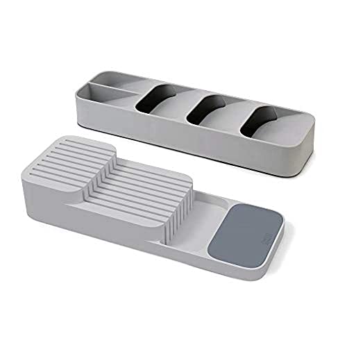 Joseph Joseph 10511 Drawerstore Compact Cutlery & Knife Organiser Set of 2, Grey, Small