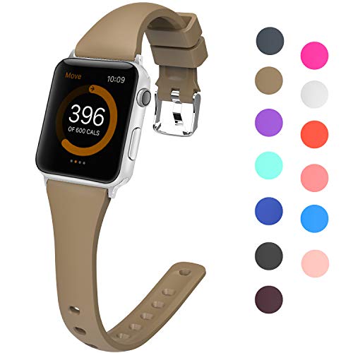 Lwsengme Compatible with Apple Watch Band 38MM 42MM 40MM 44MM, Choose Color-Slim Rubber Sport Straps for iWatch Series 5, Series 4, Series 3, Series 2, Series 1