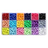 BALABEAD Giant Crayon Bead Box, Pony Beads with Smooth Surface Craft Assortment Colors (6x 9mm/18colors/1800 beads)