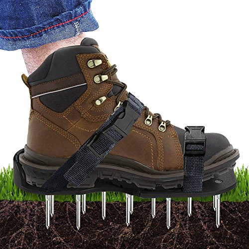 Scuddles Lawn Shoes NEW 2019 - 3 Straps Heavy Duty Spike Aerating Sandals for SOI - Airators for Lawns - Outdoor Aerator - Lawn Airrators Shoes - Yard Aireators