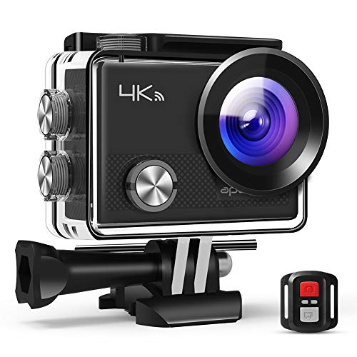 Upgraded APEMAN Action Camera 4K WiFi 16MP Waterproof Underwater Diving Camera UHD Sport Cam, 2.4G Remote Control, 2 Rechargeable Batteries, 20 Accessories Kits