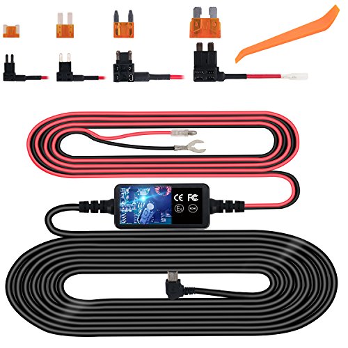 Dash Cam Hardwire Kit, Mini USB Hard Wire Kit Fuse for Dashcam, Plozoe 12V-24V to 5V Car Dash Camera Charger Power Cord, Gift 4 Fuse Tap Cable and Installation Toolï¼ˆ11.5ft