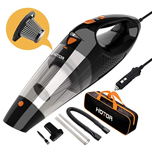 Book Cover Car Vacuum, HOTOR Corded Car Vacuum Cleaner High Power for Quick Car Cleaning, DC 12V Portable Auto Vacuum Cleaner for Car Use Only - Orange