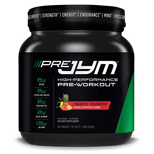 Book Cover Pre JYM Pre Workout Powder - BCAAs, Creatine HCI, Citrulline Malate, Beta-Alanine, Betaine, and More | JYM Supplement Science | Pineapple Strawberry Flavor, 20 Servings