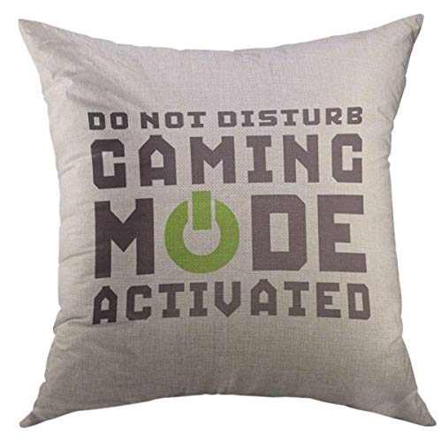 Book Cover Mugod Decorative Throw Pillow Cover for Couch Sofa,Quote Humor Funny Gamer for Video Games Geek Gaming Black Mode Home Decor Pillow Case 18x18 Inch