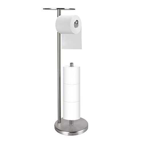 Toilet Paper Holder Stand Toilet Holder Free Standing, Bathroom Combo, Stainless Steel Paper Storage