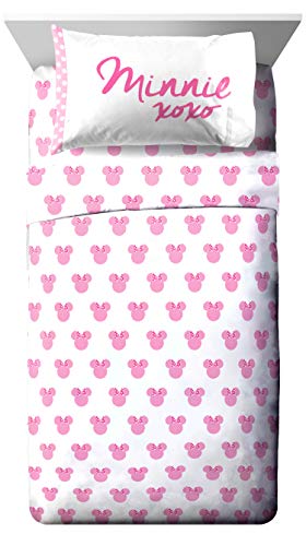 Book Cover Jay Franco Disney Minnie Mouse Pink & White Sheet Sets (Twin)