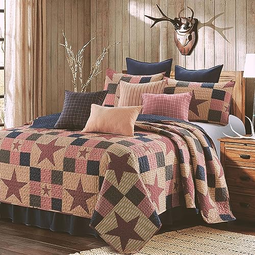 New Virah Bella Collection Phyllis Dobbs Mountain Cabin Red Polyester Full/Queen Quilt Bedding Set with 2 Standard Shamsâ€¦