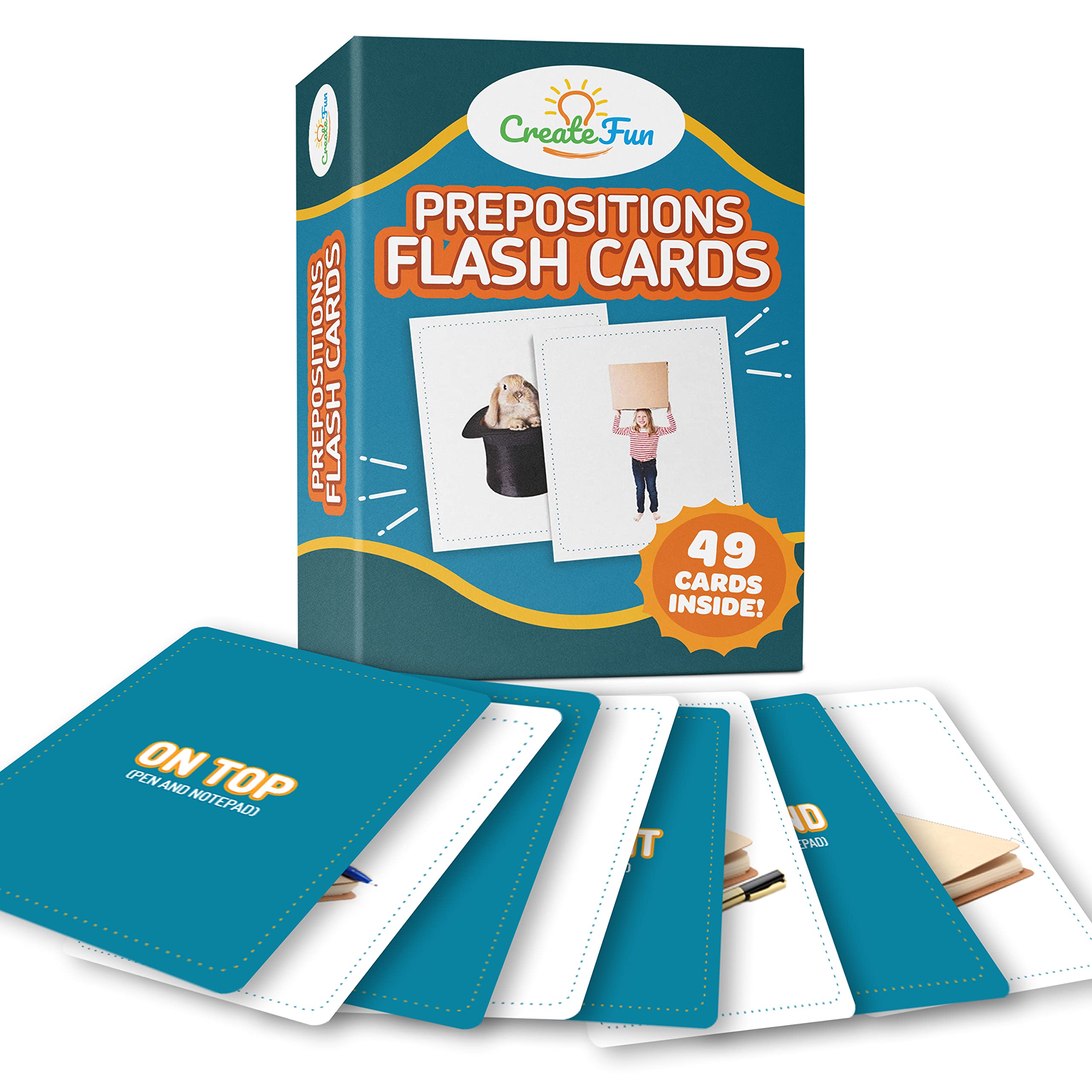 Book Cover Preposition Flash Cards | 7 Total Prepositions 49 Picture Cards for Speech Therapy - for Teachers, Parents, ESL Teaching Materials and Speech Therapy Materials with 5 Sequencing Learning Games