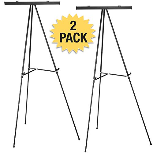 Book Cover Aluminum Flip-Chart Presentation Easel: 2-Pack with Telescoping Legs, 70 Inches (Black)