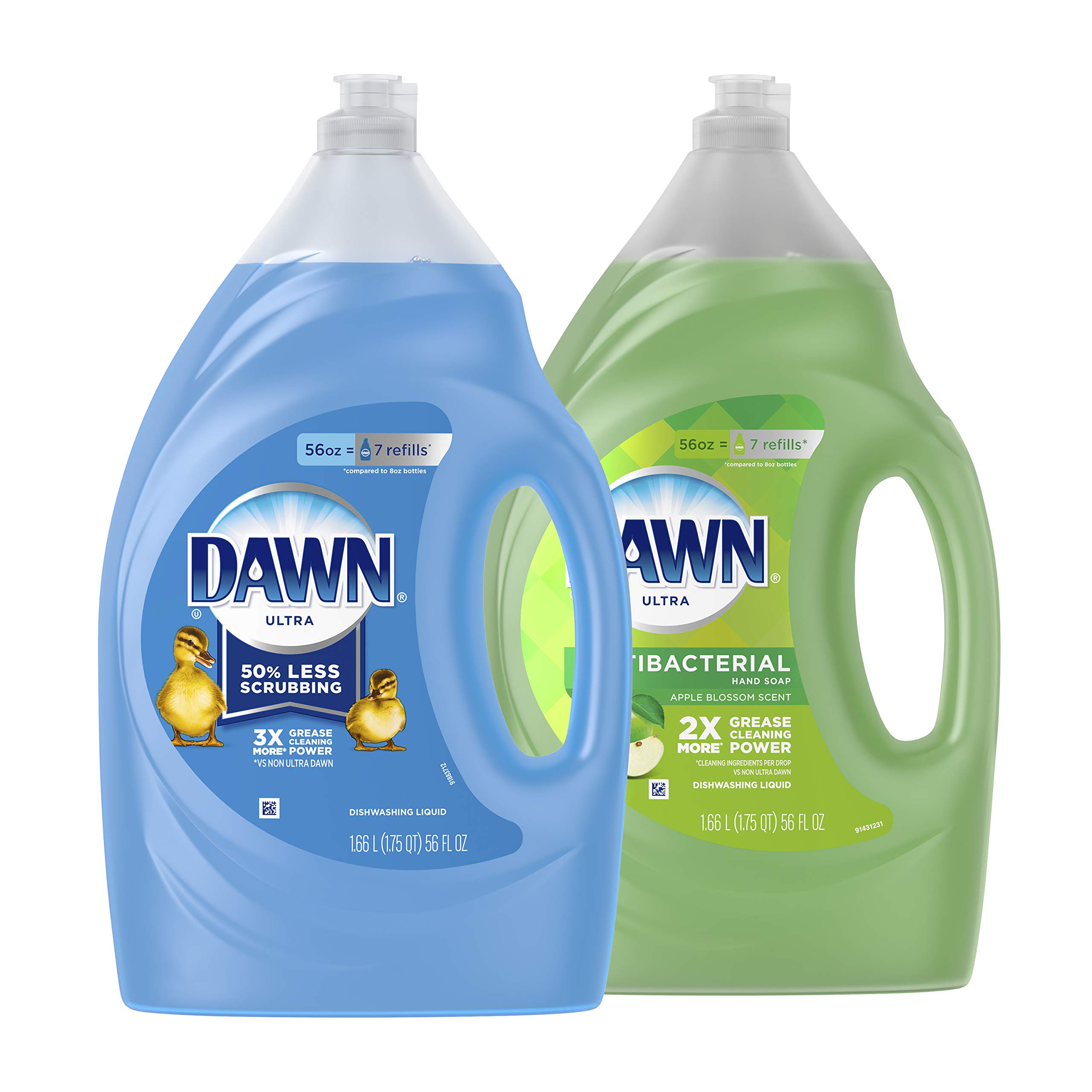 Book Cover Dawn Dish Soap + Antibacterial Hand Soap, Includes 1 Dishwashing Liquid Refill Original Scent, 1 Hand Soap Refill Apple Blossom Scent, 56 Fl Oz (Pack of 2)