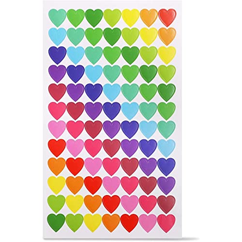 Book Cover 3024-Count Mini Colorful Heart Stickers, 36 Sheets for Valentine's Day, 0.59 inches