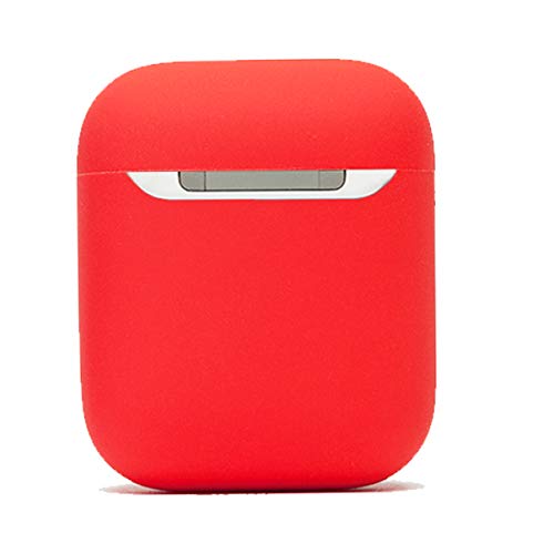 Book Cover Protective Airpods Case [Front LED Visible][Supports Wireless Charging][Made of 2 Pcs] Shock Proof Soft Skin for Airpods Charging Case 1&2 (Red)