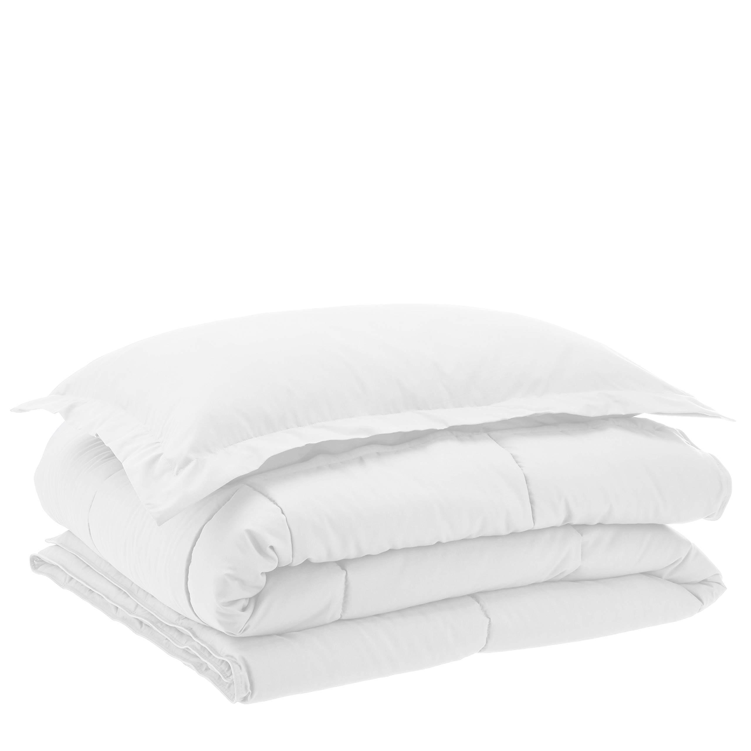 Amazon Basics Down-Alternative Comforter Bedding Set with Pillow Sham - Twin, White
