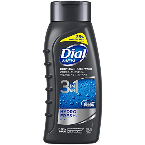 Book Cover Dial Men 3in1 Body, Hair and Face Wash, Hydro Fresh, 20 fl oz (Pack of 4)
