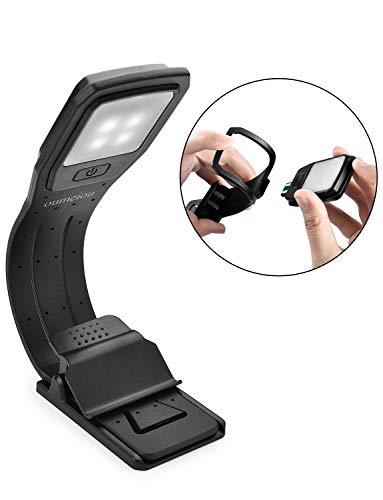 Oumeiou Book Light, 3000k LED Clip on Reading Light with 4-Level Warm White Brightness, USB Rechargeable Lightweight Eye Care Lamp for Bookworms, Kids