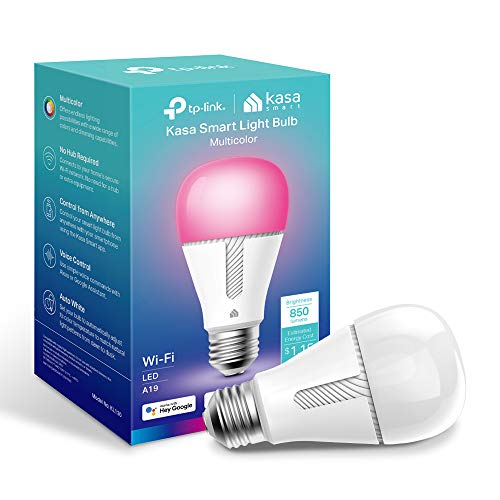 Book Cover Kasa Smart Bulb, Full Color Changing Dimmable WiFi LED Light Bulb Compatible with Alexa and Google Home, A19, 9.5W 850 Lumens,2.4Ghz only, No Hub Required 1-Pack(KL130)